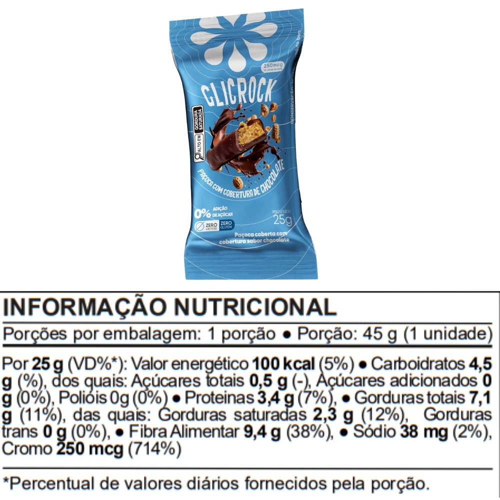 GlicRock Barra de Proteína c/ Cromo Chocolate e Amendoim