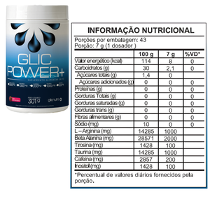 GlicPower+ Pre Workout Glicnutri  300g Inositol Taurina e Beta-alanina