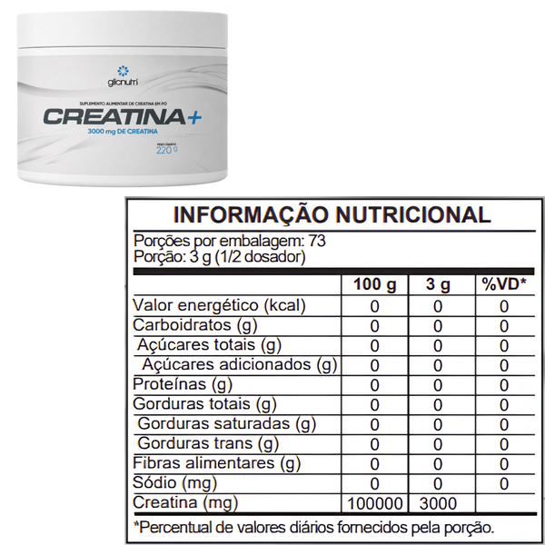 Creatina + Monohidratada Glicnutri 220g