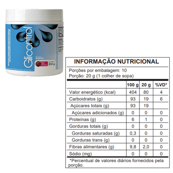 Glicontrol 200g Frutas Vermelhas Carboidrato de Absorção Lenta